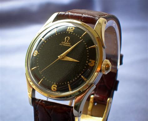 omega watch brown|vintage omega watch black face.